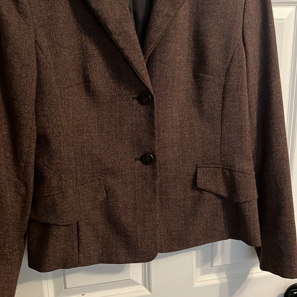 Brown Two Button Twill Blazer - Picture 3 of 12